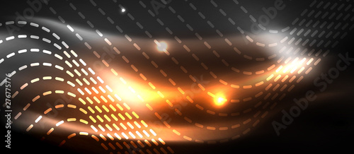 Glowing shiny neon squares abstract background, techno modern template
