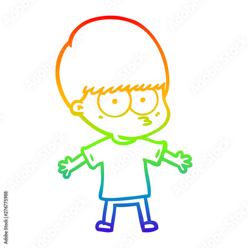 rainbow gradient line drawing nervous cartoon boy