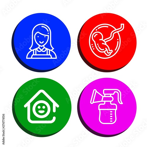 Set of mom icons such as Nanny, Fetus, Laugh room, Breast pump , mom