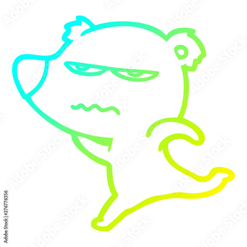 cold gradient line drawing annoyed bear cartoon running