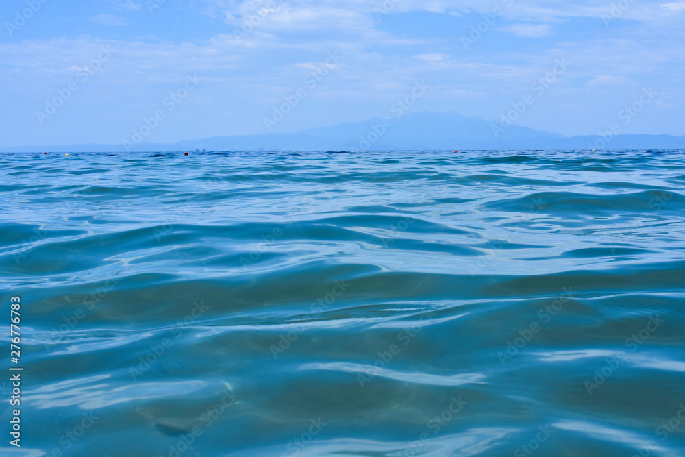 Blue sea Ocean And Blue Sky Background - obrazy, fototapety, plakaty 