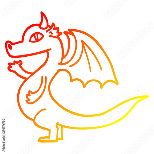 warm gradient line drawing cute cartoon dragon