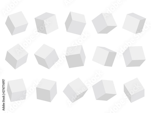 Set of cube icons isolated on white background