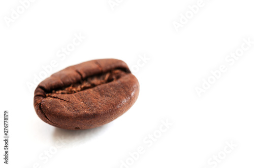 one coffee bean on white background