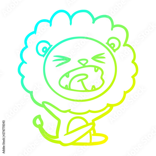 cold gradient line drawing cartoon lion throwing tantrum