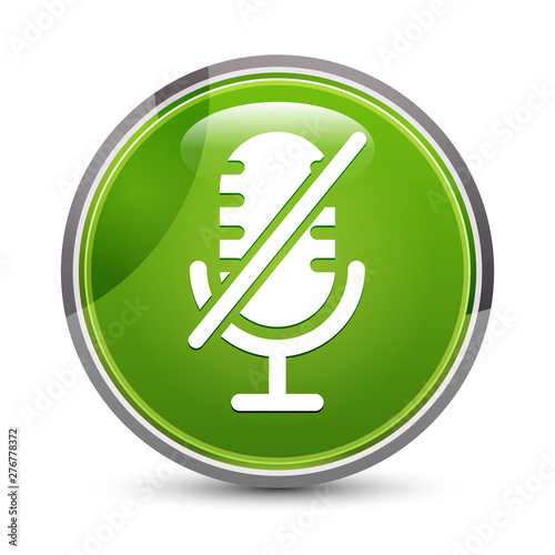 Mute microphone icon elegant green round button vector illustration