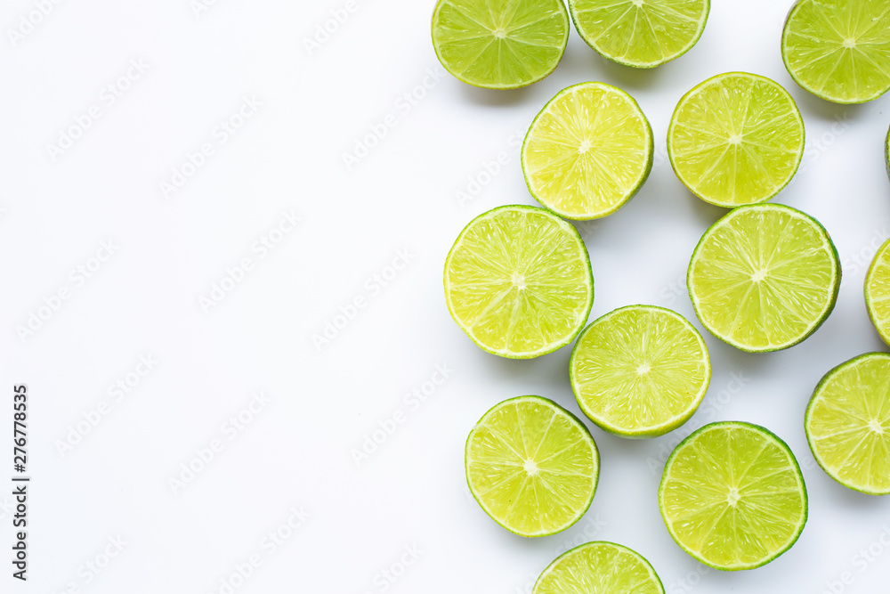 Half limes on white background.