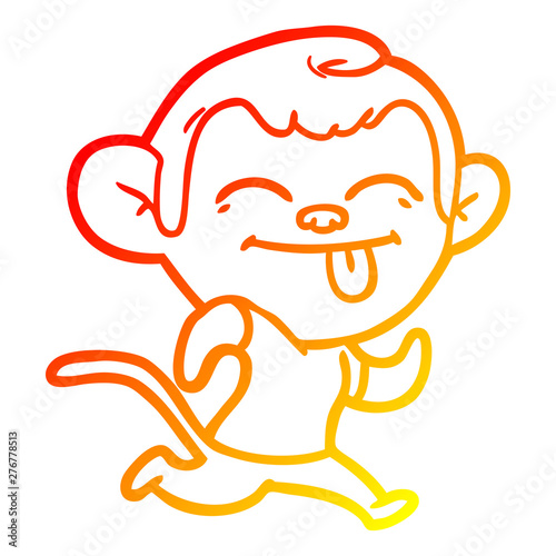 warm gradient line drawing funny cartoon monkey