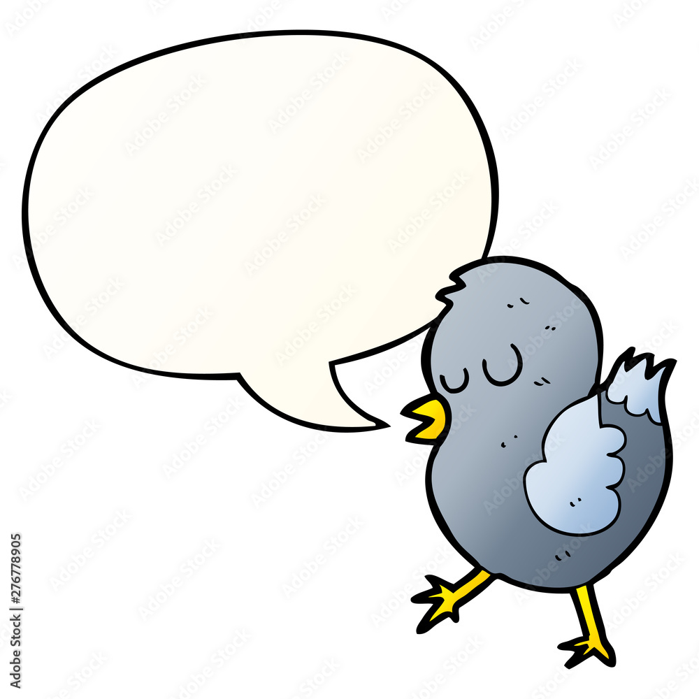 cartoon bird and speech bubble in smooth gradient style cartoon bird and speech bubble in smooth gradient style