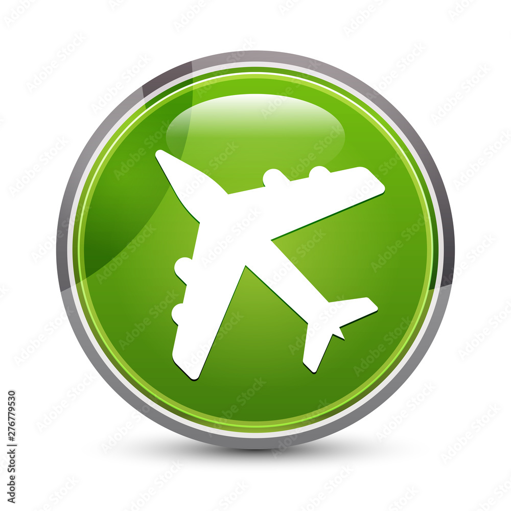 Plane icon elegant green round button vector illustration