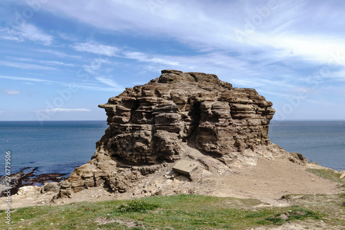 A View of Old Nab between Staithes and Port Mulgrave from the Cleveland Way coastal trail, North Yorkshire, England, UK. photo