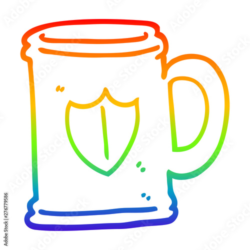 rainbow gradient line drawing cartoon tankard