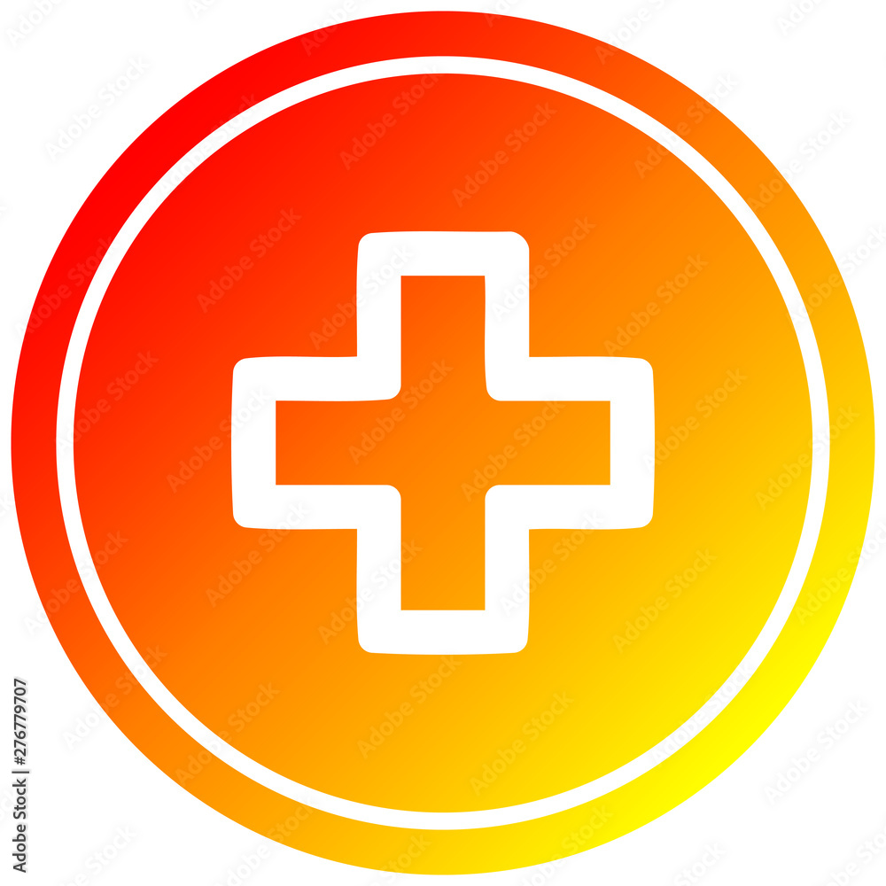 addition symbol circular in hot gradient spectrum