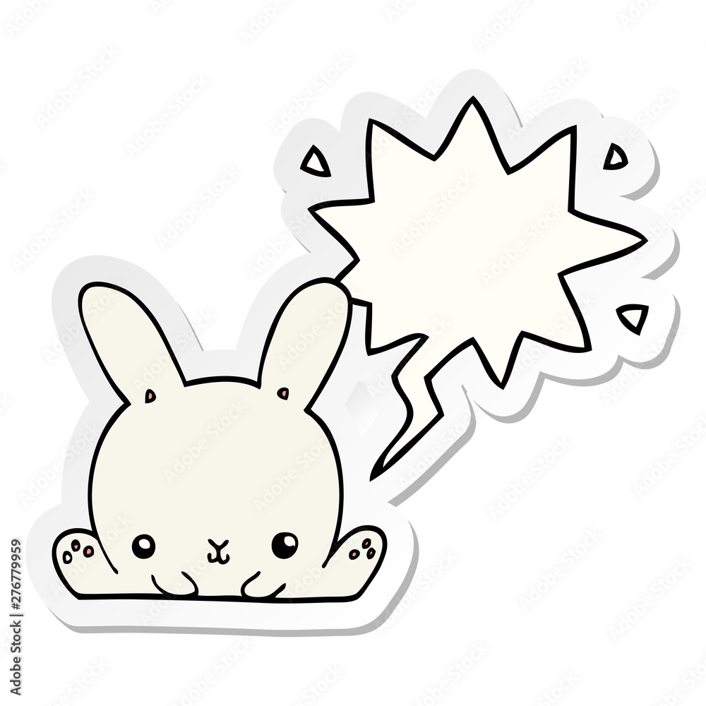 cartoon rabbit and speech bubble sticker cartoon rabbit and speech bubble sticker