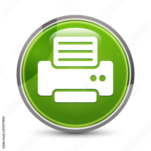 Printer icon elegant green round button vector illustration