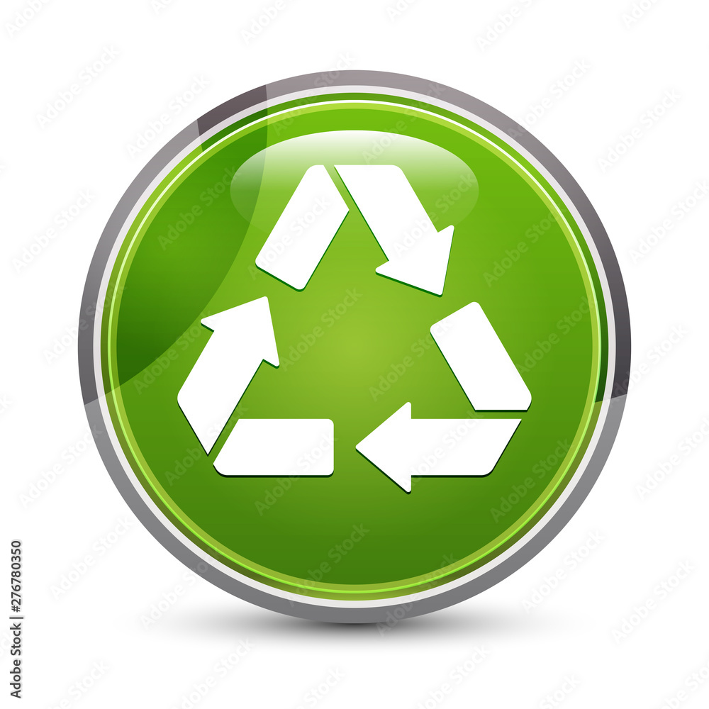 Recycle symbol icon elegant green round button vector illustration Recycle symbol icon elegant green round button vector illustration