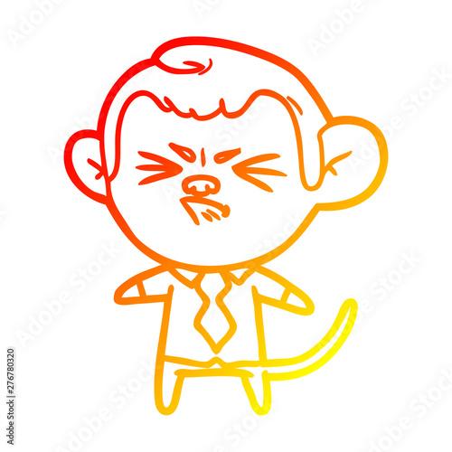 warm gradient line drawing cartoon annoyed monkey