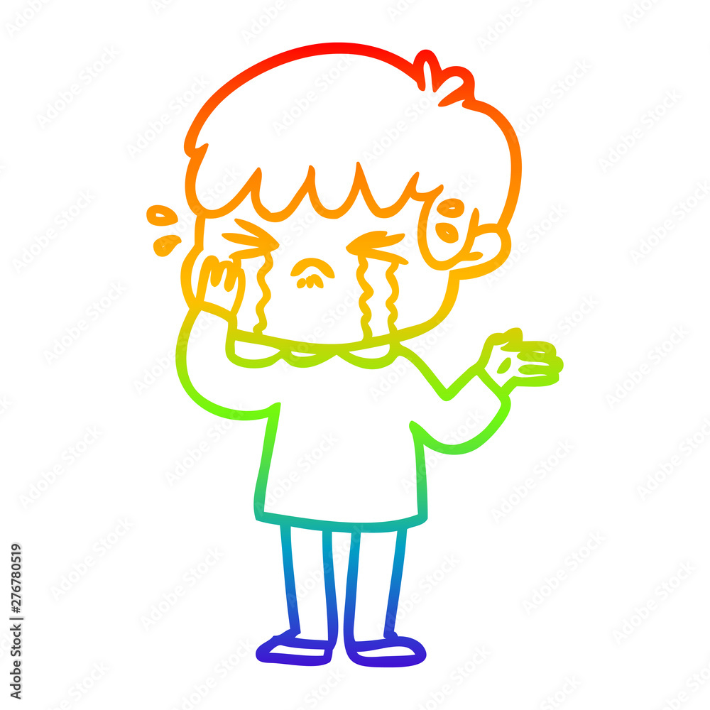 rainbow gradient line drawing cartoon boy crying rainbow gradient line drawing cartoon boy crying
