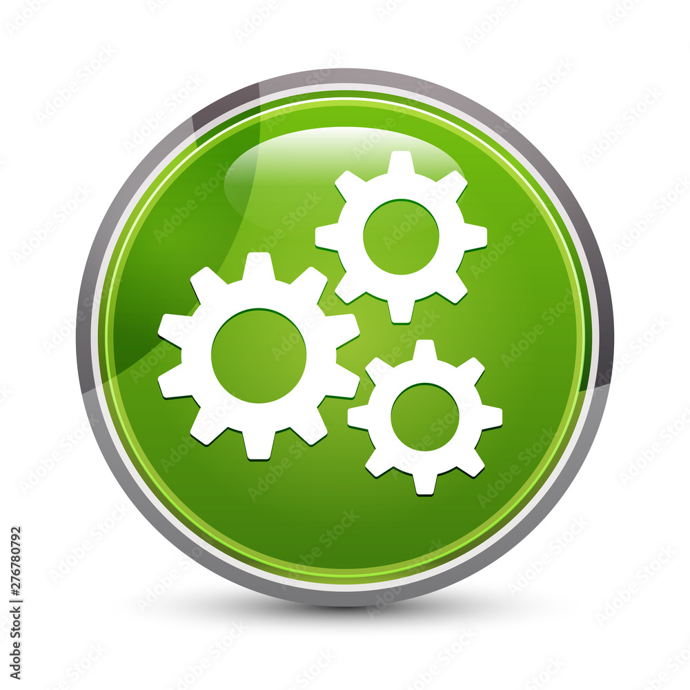 Settings gears icon elegant green round button vector illustration Settings gears icon elegant green round button vector illustration