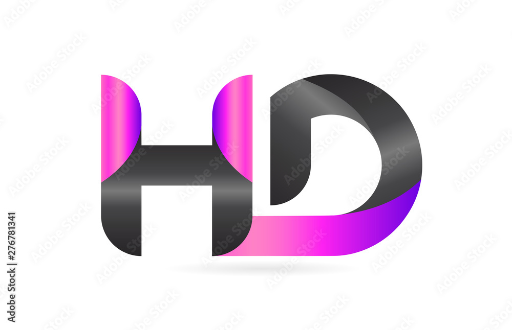 pink black alphabet letter HD H D combination logo icon design pink black alphabet letter HD H D combination logo icon design