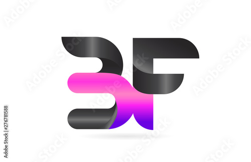 Fototapeta Naklejka Na Ścianę i Meble -  pink black alphabet letter BF B F combination logo icon design