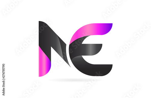 Free Download pink black alphabet letter NE N E combination logo icon design - GFXLoad
