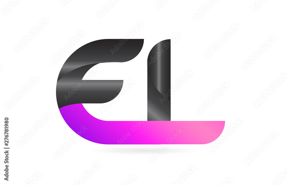 pink black alphabet letter EL E L combination logo icon design pink black alphabet letter EL E L combination logo icon design