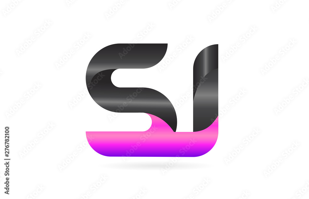 pink black alphabet letter SJ S J combination logo icon design pink black alphabet letter SJ S J combination logo icon design