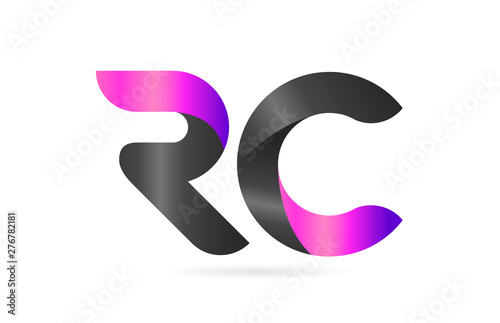 Fototapeta Naklejka Na Ścianę i Meble -  pink black alphabet letter RC R C combination logo icon design