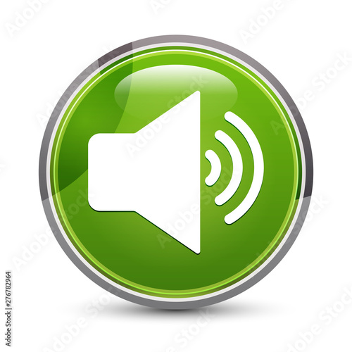 Volume speaker icon elegant green round button vector illustration