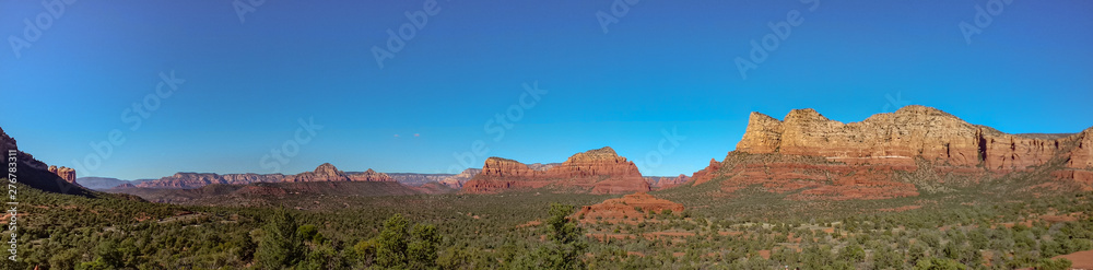 Panoramic View of landscape against blue sky in Sedona Arizona