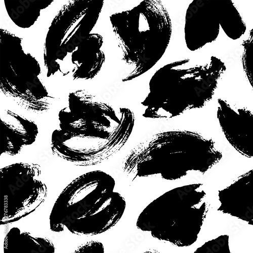 Ink brush smears seamless vector pattern