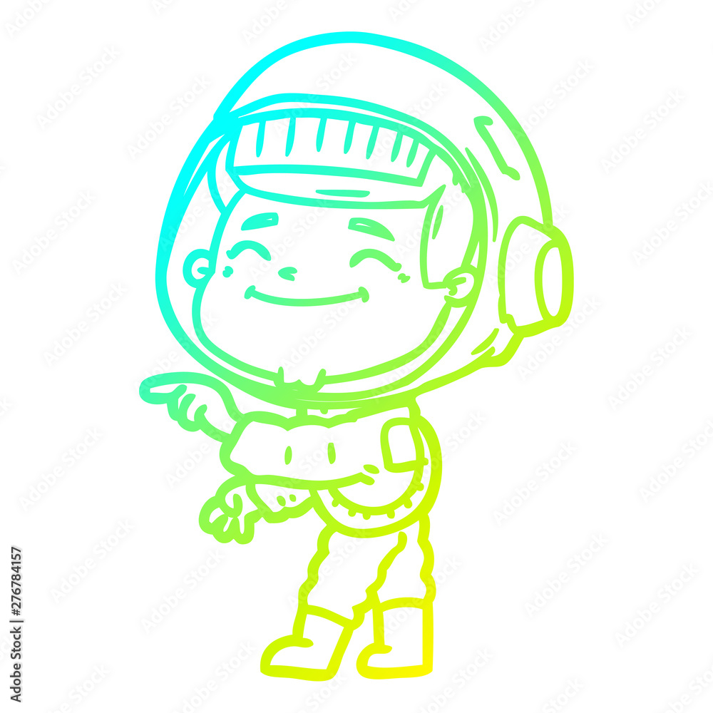 cold gradient line drawing happy cartoon astronaut cold gradient line drawing happy cartoon astronaut
