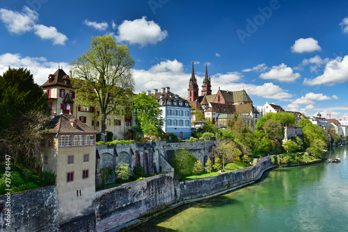 View of the historical neighborhood Grossbasel. City of Basel, Switzerland.