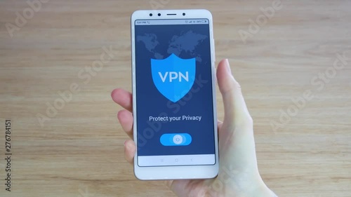 VPN. Virtual private network. Turning on VPN on the smartphone. Data encryption. IP substitute. Cyber security and privacy. Personal data protection. Privacy Protection.