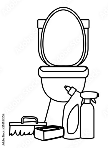cleaning and hygiene equipment icons in black and white