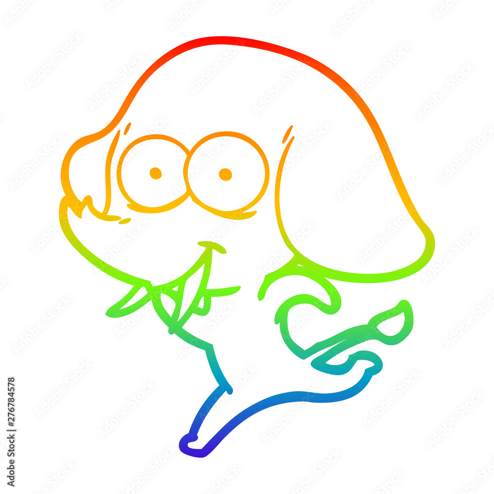 rainbow gradient line drawing happy cartoon elephant rainbow gradient line drawing happy cartoon elephant
