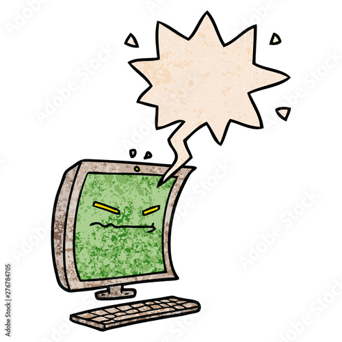 cyber bullying cartoon and speech bubble in retro texture style