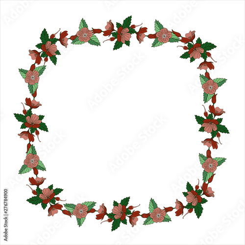 Wreath of flovers, can be used as greeting card, invitation card for wedding, birthday and other holiday and summer background