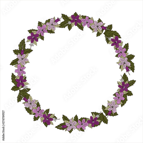 Wreath of flovers, can be used as greeting card, invitation card for wedding, birthday and other holiday and summer background