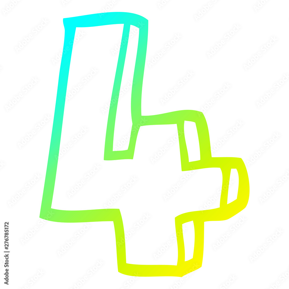 cold gradient line drawing cartoon number four cold gradient line drawing cartoon number four