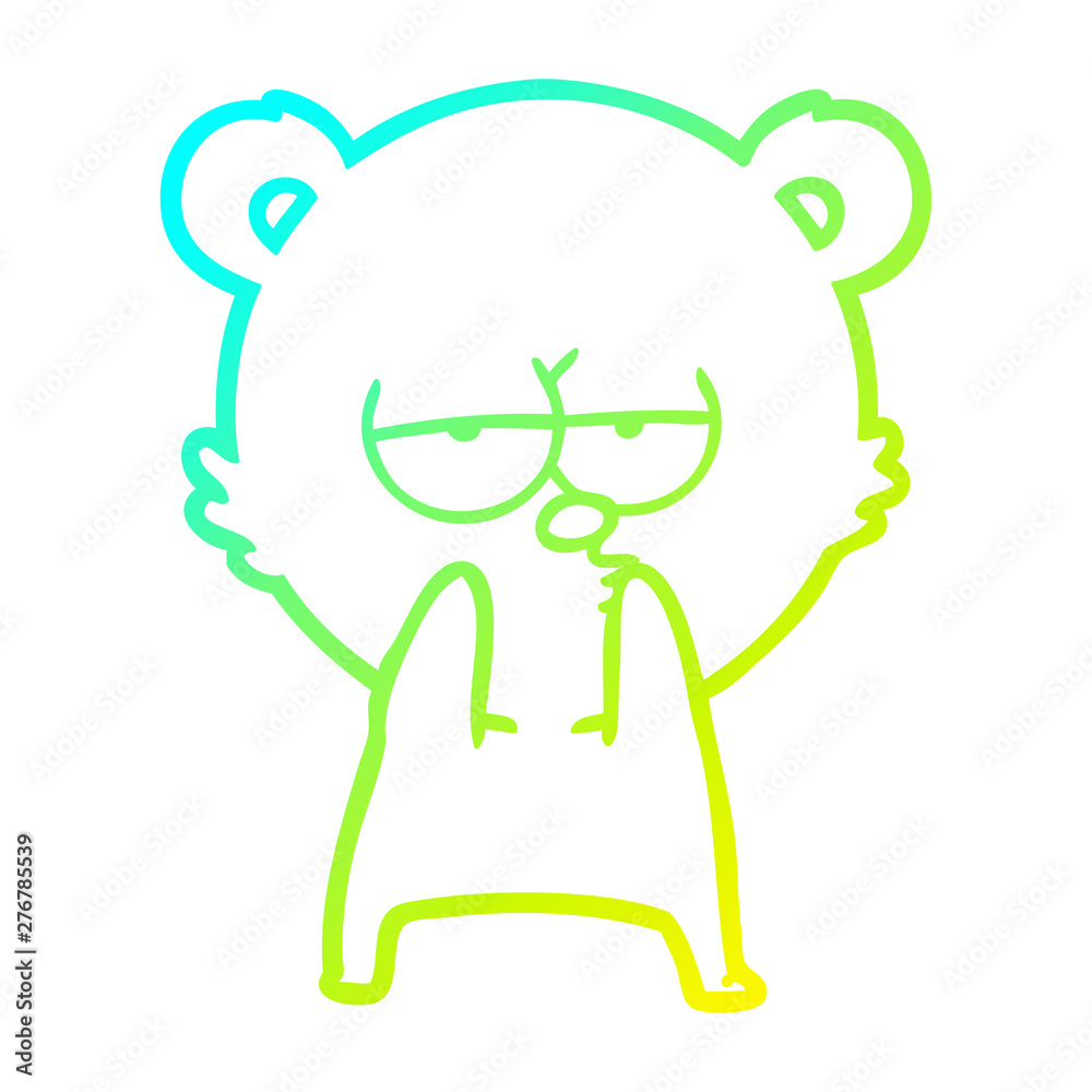 cold gradient line drawing bored bear cartoon cold gradient line drawing bored bear cartoon