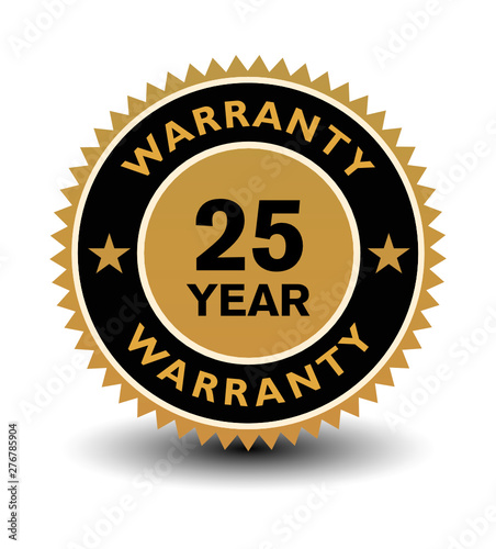 Simple yet powerful golden 25 year warranty badge.
