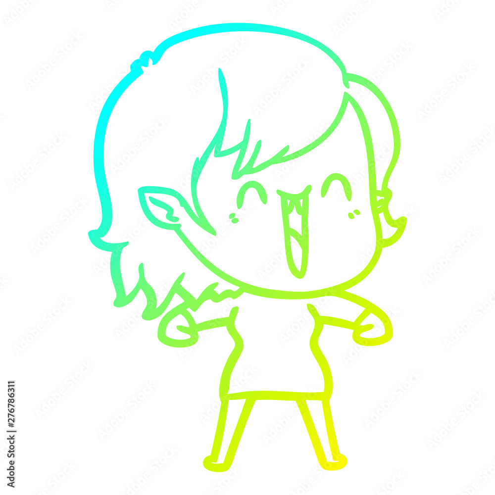 cold gradient line drawing cute cartoon happy vampire girl cold gradient line drawing cute cartoon happy vampire girl