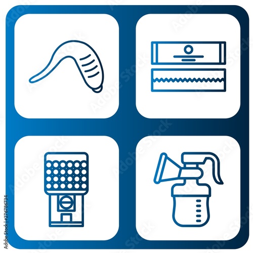 Set of sucker icons such as Leech, Chewing gum, Breast pump , sucker