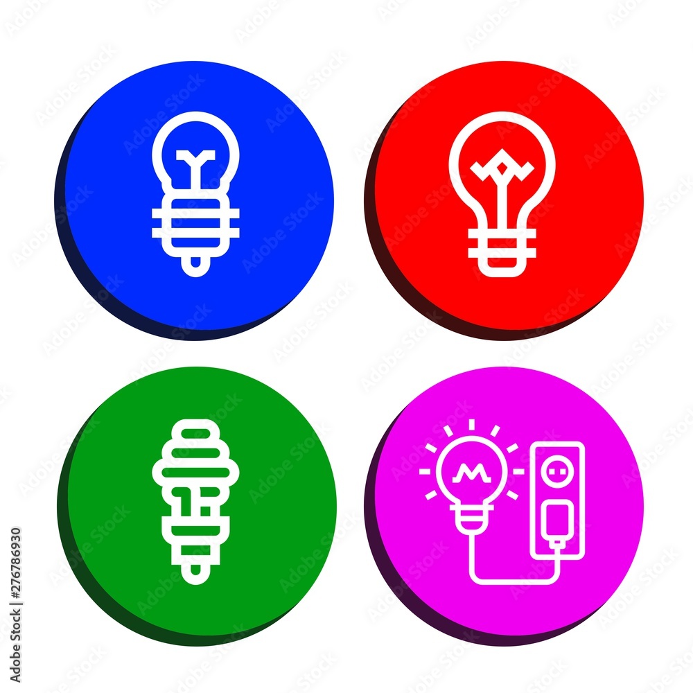 Set of low-energy icons such as Light bulb , low-energy Set of low-energy icons such as Light bulb , low-energy