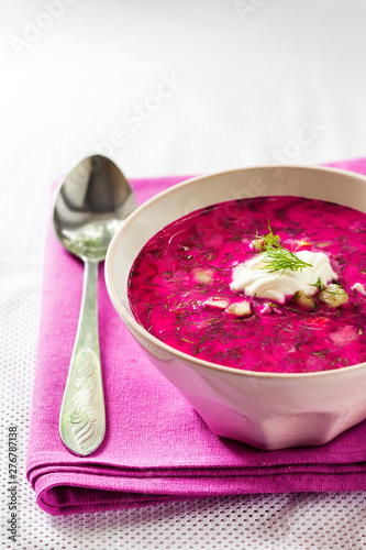 Holodnik - traditional Lithuanian (Russian, Ukrainian, Belorussian, Polish) cold beetroot soup photo