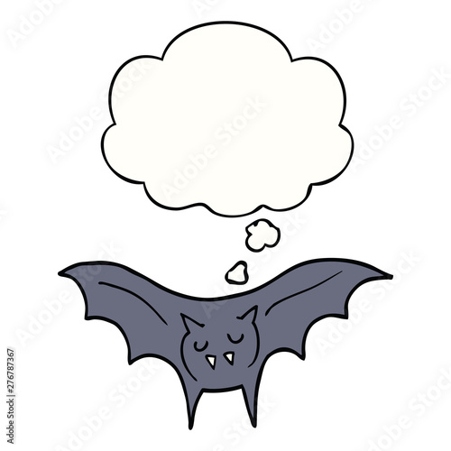 cartoon vampire bat and thought bubble