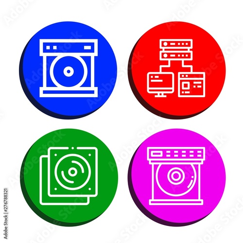 Set of dvd icons such as Compact disc, Computer storage, Cd, Dvd player , dvd