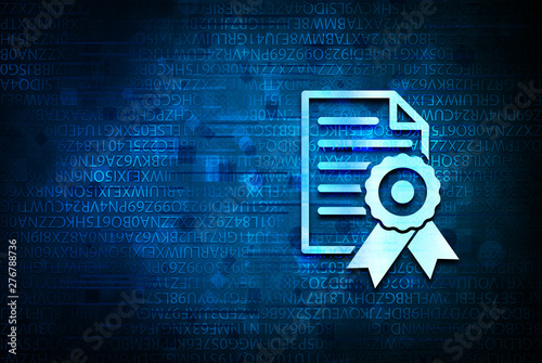 Certificate paper icon abstract blue background illustration design